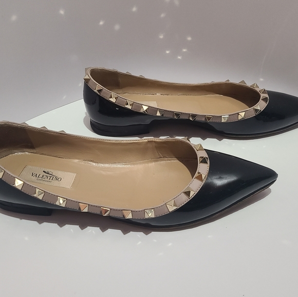 Valentino Rockstud Pointed Toe Ballerina Flat - Picture 2 of 9